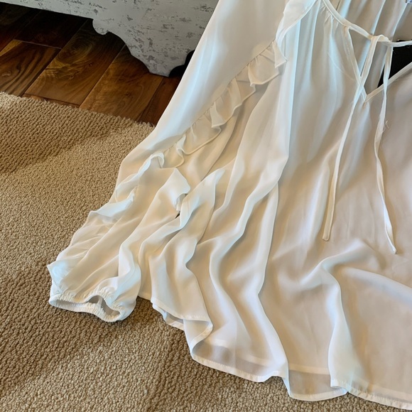 Plus Size | Boho Ruffle White Chiffon Blouse - Picture 5 of 7